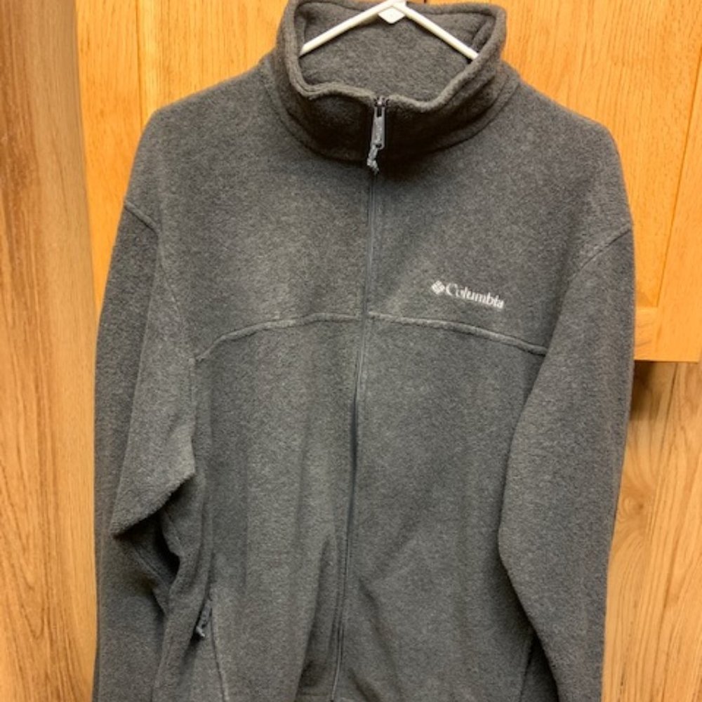 COLUMBIA men’s full zip fleece jacket / charcoal gray / size L